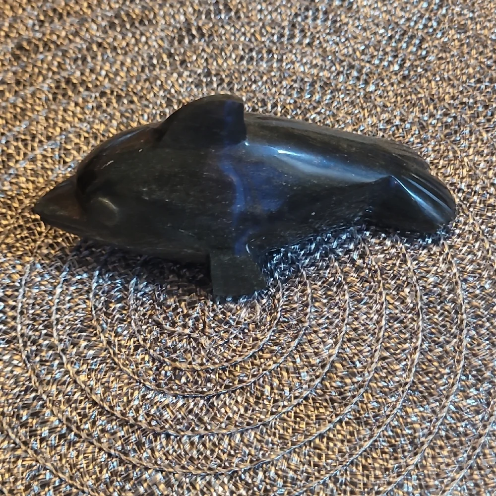 5 inch Obsidian Black Dolphin Sculpture